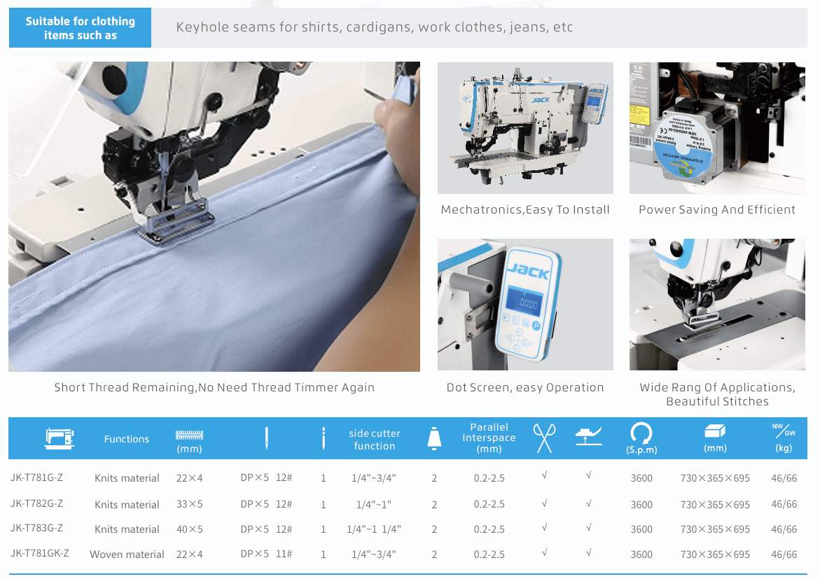 JACK Integrated Electronic Lockstitch Buttonholing Machine 2